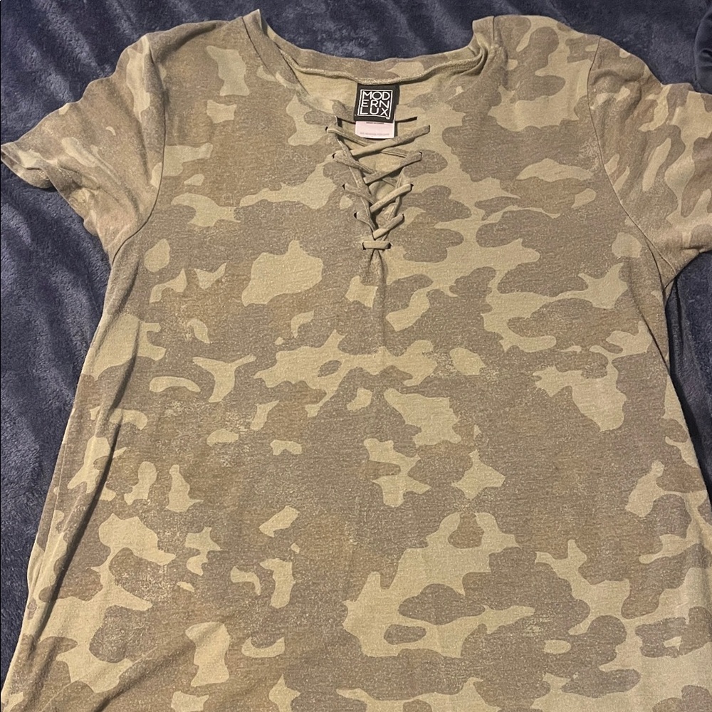 Modern Lux Olive Camo Lace-Up Tee